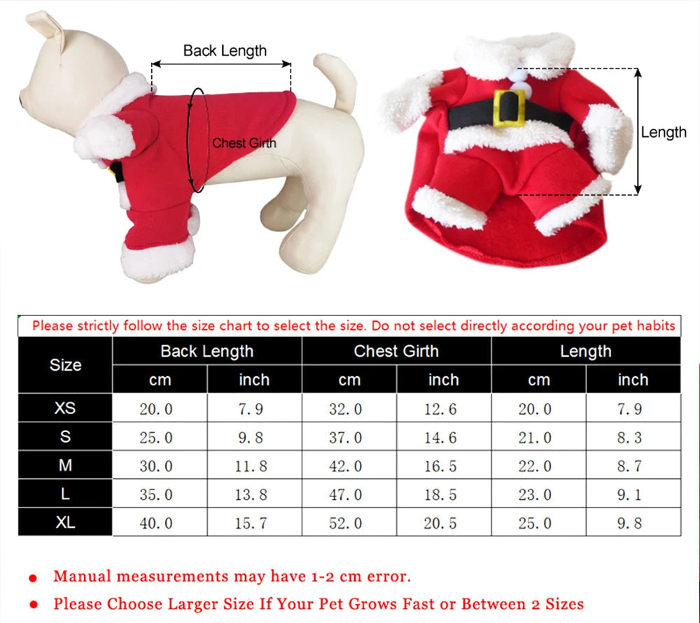 Christmas Pet Costume – Cute Cat & Dog Santa Outfit