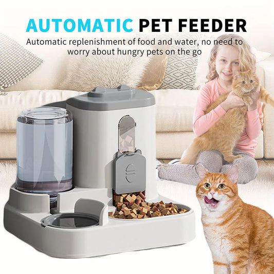 Automatic Pet Feeder and Water Dispenser – Non-Electric Dual Bowl for Cats & Dogs