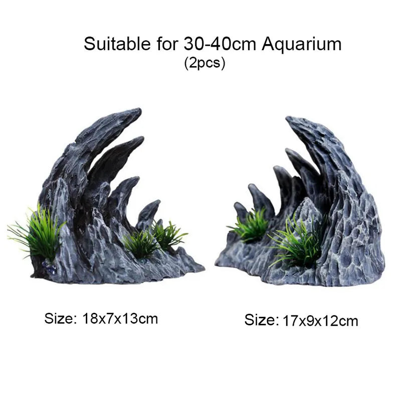 Resin Canyon Aquarium Decoration – 2-Piece Simulated Rock Ornament