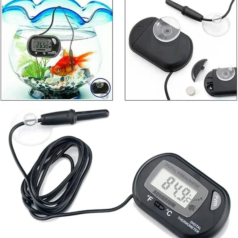 Digital Aquarium Thermometer with Probe – LCD Fish Tank Water Temperature Monitor