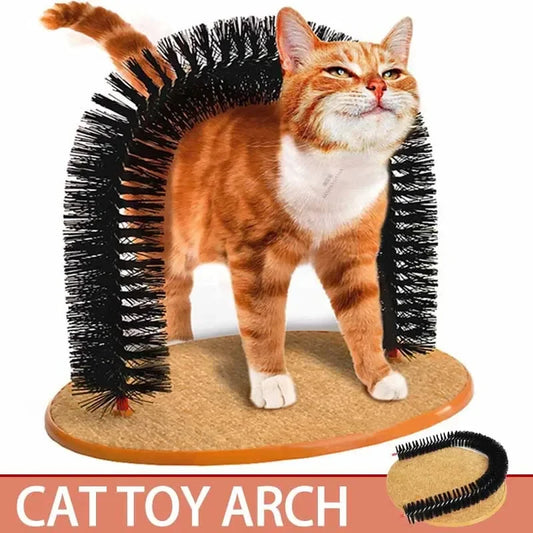 Interactive Cat Grooming Arch – Self Brush & Scratch Pad Toy