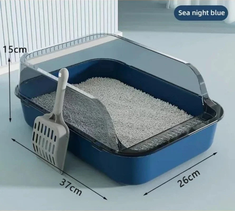 Semi-Enclosed Cat Litter Tray