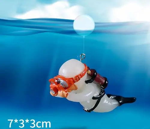 Cute Luminous Mini Diver Aquarium Decoration – Floating Scuba Diver Ornament