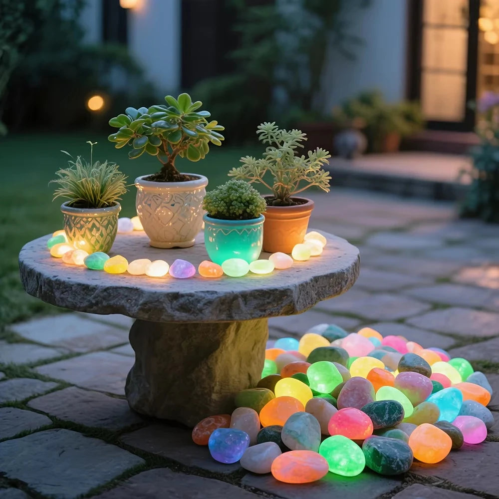 Glow-in-the-Dark Garden Pebbles (20PCS, 300g) – Luminous Resin Stones for Outdoor Landscaping, Fairy Gardens & Aquariums,Fish Tanks