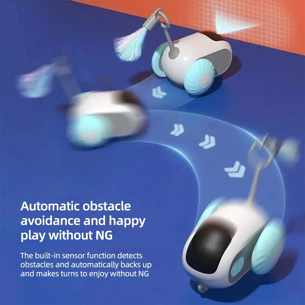 2-in-1 Smart Interactive Cat Toy Car – Automatic & Remote-Controlled Fast Moving Toy with Obstacle Avoidance