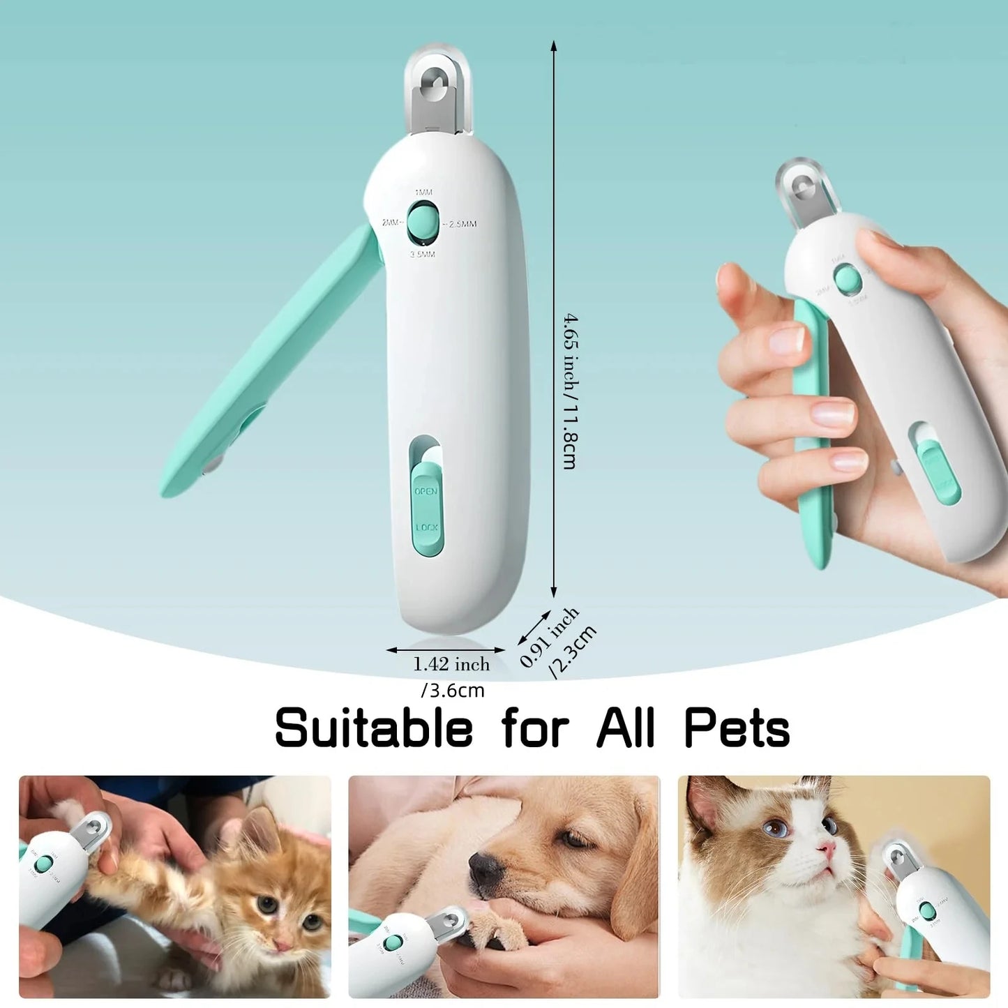 Pet Nail Clippers with Adjustable Hole – Safe Anti-Overcut Cat & Dog Trimmer