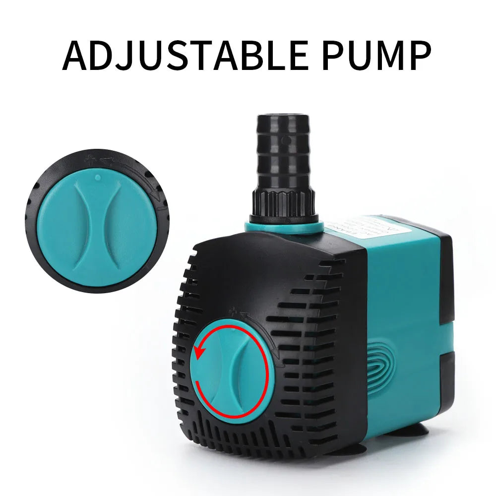 Ultra-Quiet Submersible Water Fountain Pump – Adjustable Flow for Aquariums & Ponds (220–240V)