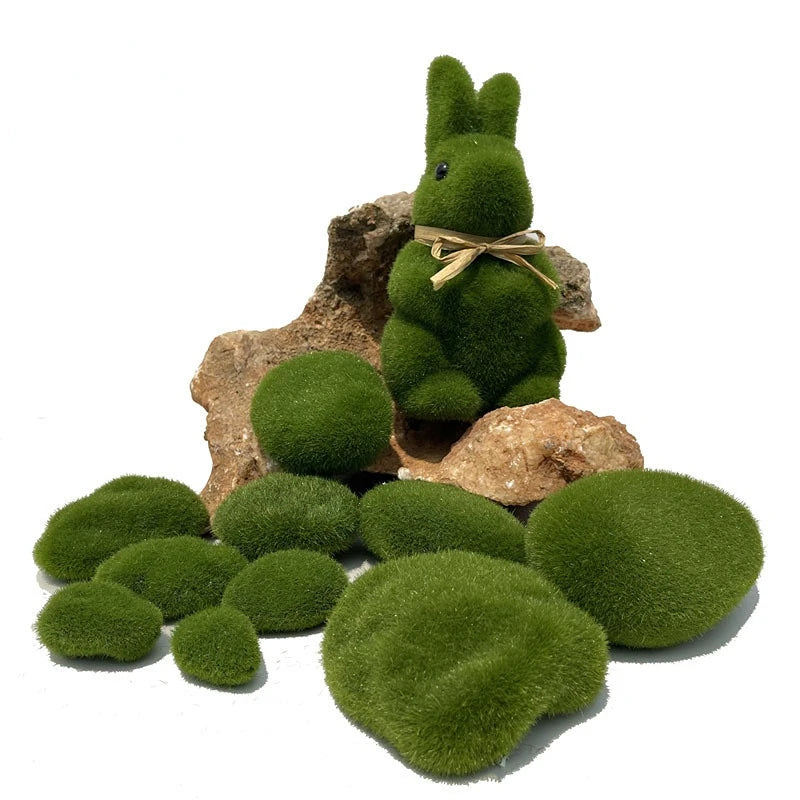 Artificial Green Moss Stones (10PCS) Aquarium Decoration for Fish Tanks, Terrariums