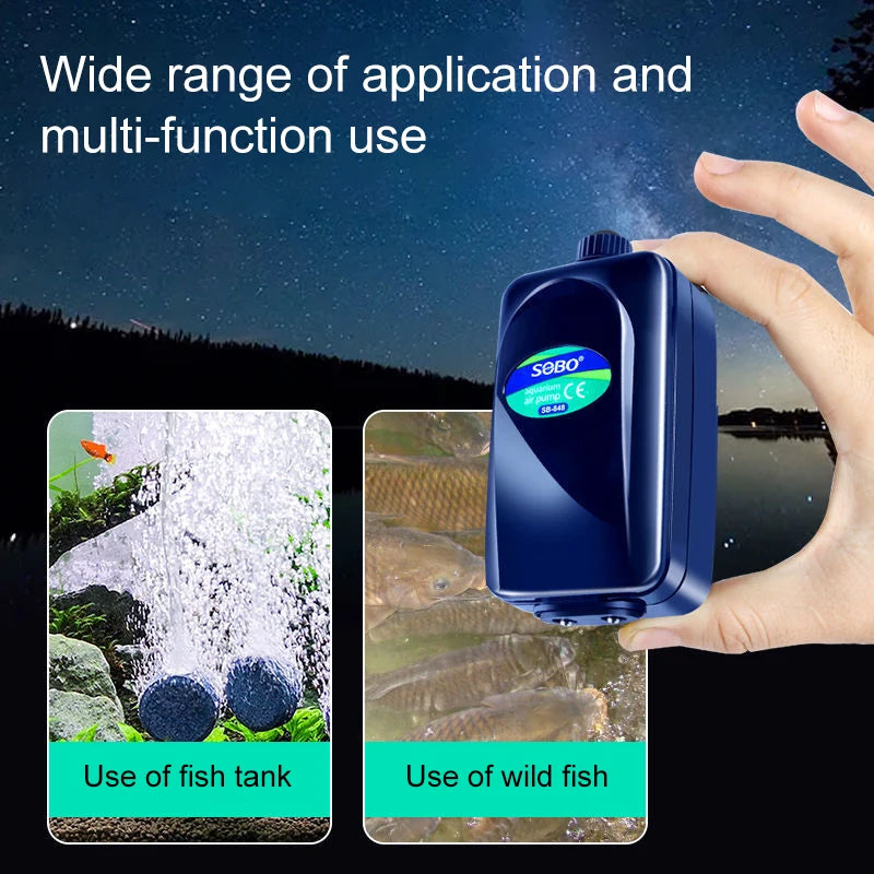 Silent Adjustable Aquarium Air Pump – High Power Water Circulator for Fish Tanks