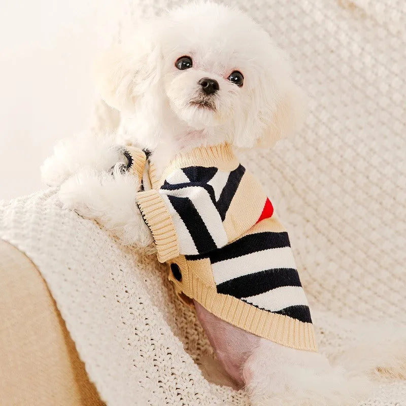 Striped Cotton Cute Cardigan / Sweater for Small Dogs & Cats