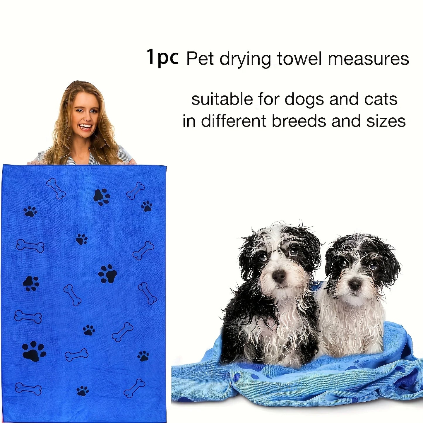 Quick-Drying Microfiber Pet Towel – Ultra-Absorbent Pet Bath Drying Cloth