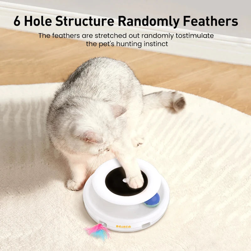 2-in-1 Interactive Cat Toy – Smart Feather Teaser & Automatic Ball for Indoor Cats